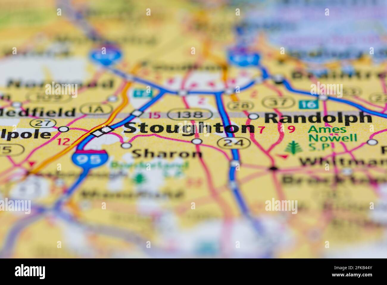 Stoughton Massachusetts USA Shown on a Geography map or road map Stock 