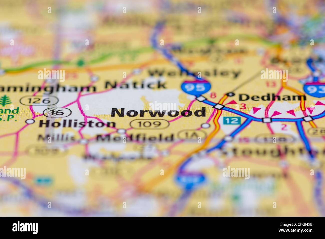 Norwood Massachusetts USA Shown on a Geography map or road map Stock 