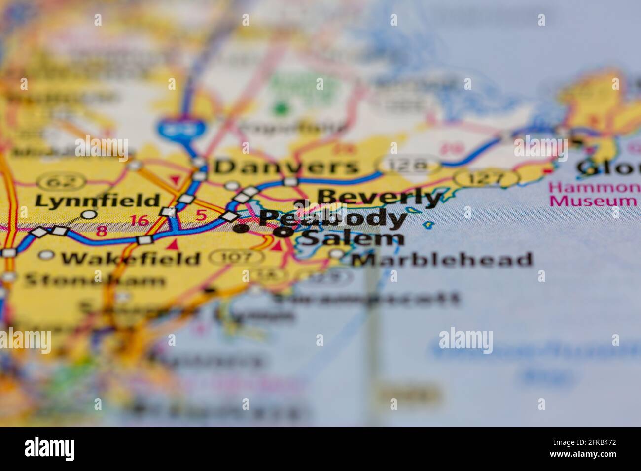 Peabody Massachusetts USA Shown on a Geography map or road map Stock 
