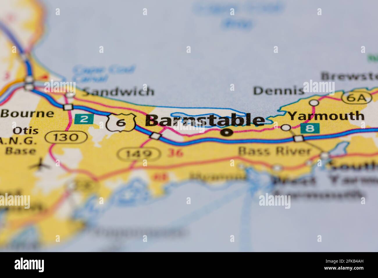 Barnstable Massachusetts USA Shown on a Geography map or road map Stock Photo