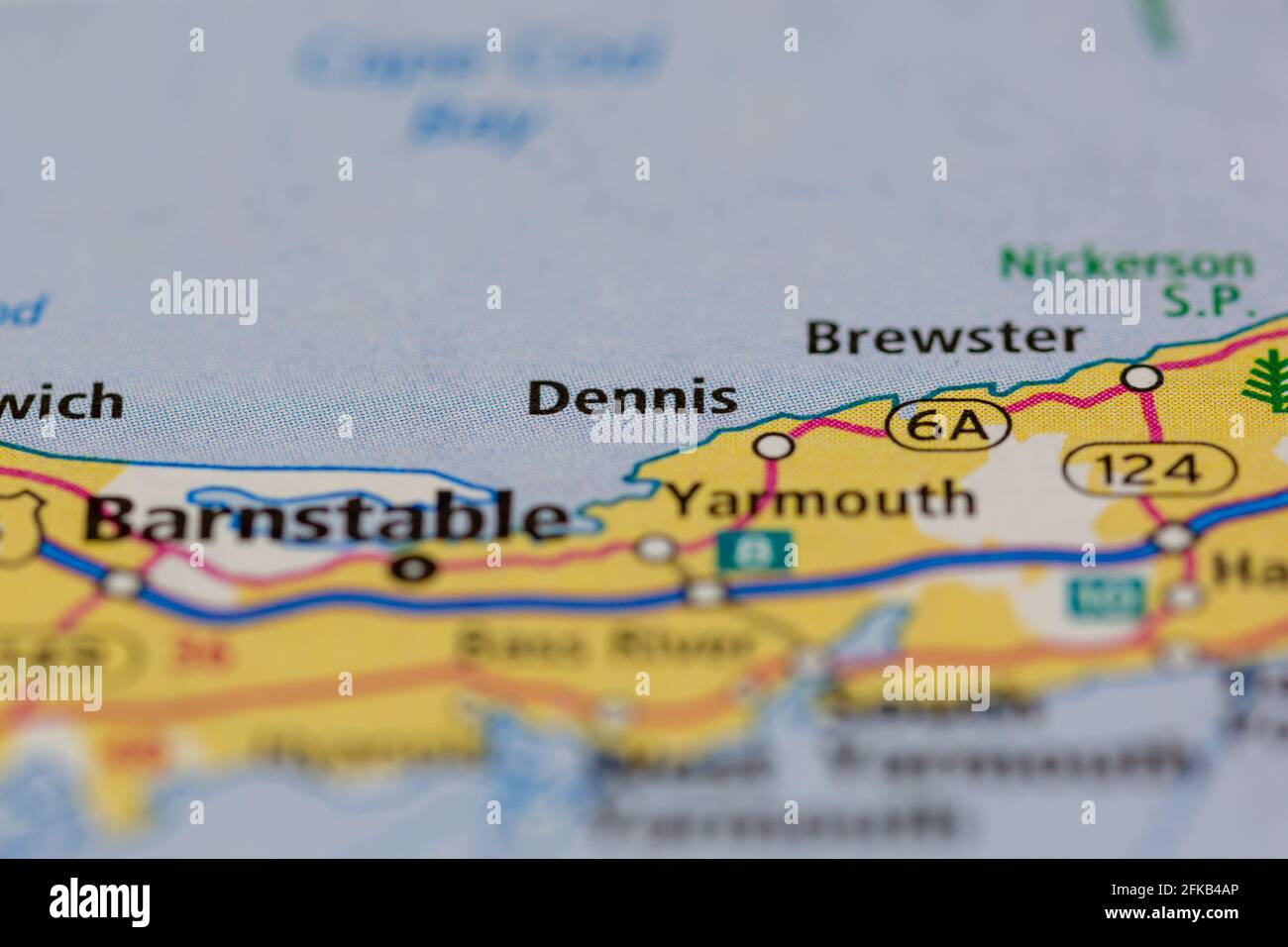 Dennis Massachusetts USA Shown on a Geography map or road map Stock Photo