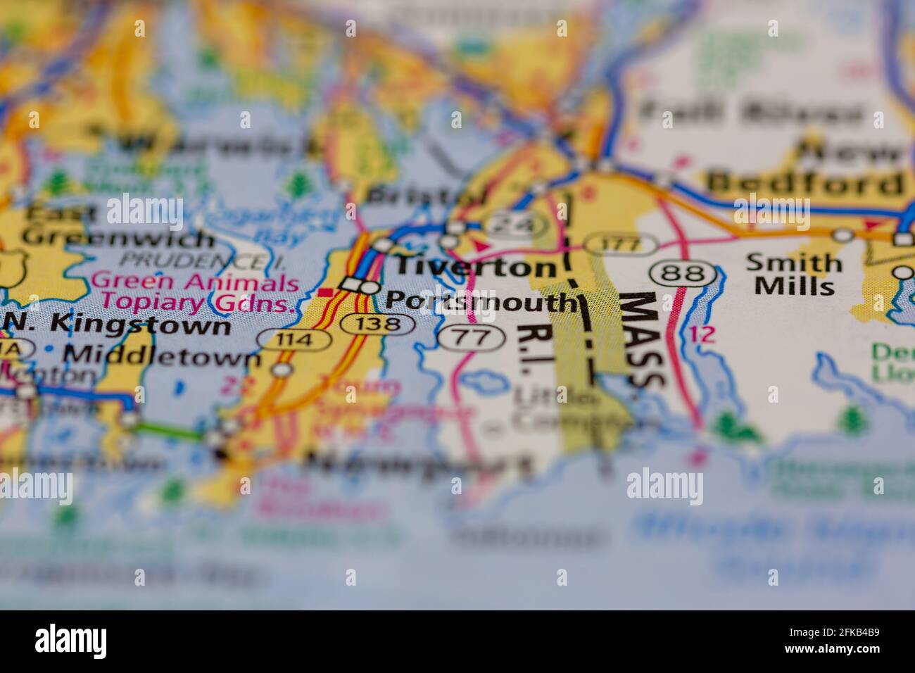 Port Ma Map Portsmouth Massachusetts USA Shown on a Geography map or road map Stock ...