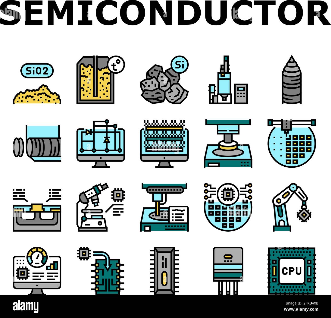Semiconductor Manufacturing Plant Icons Set Vector Stock Vector Image & Art  - Alamy