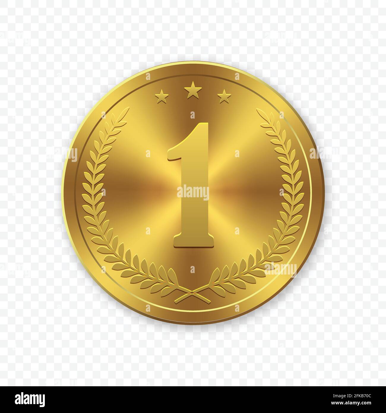 Vector 3d Realistic Gold medal, First place winner award Stock Vector