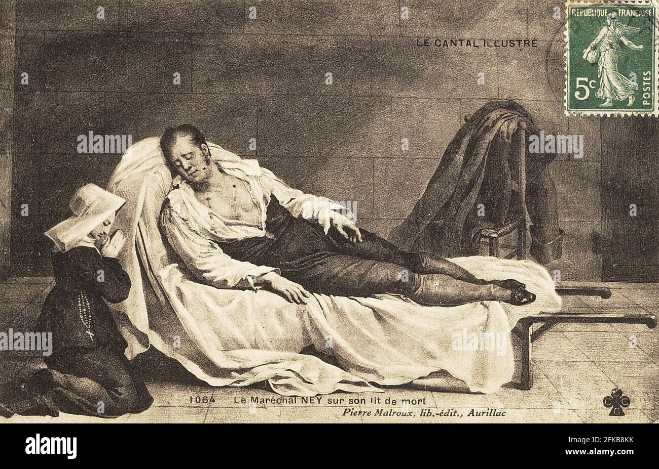 Marshal Ney on his deathbed. Battle of Waterloo. 18th June 1815  Paris, Fondation Napoléon Stock Photo