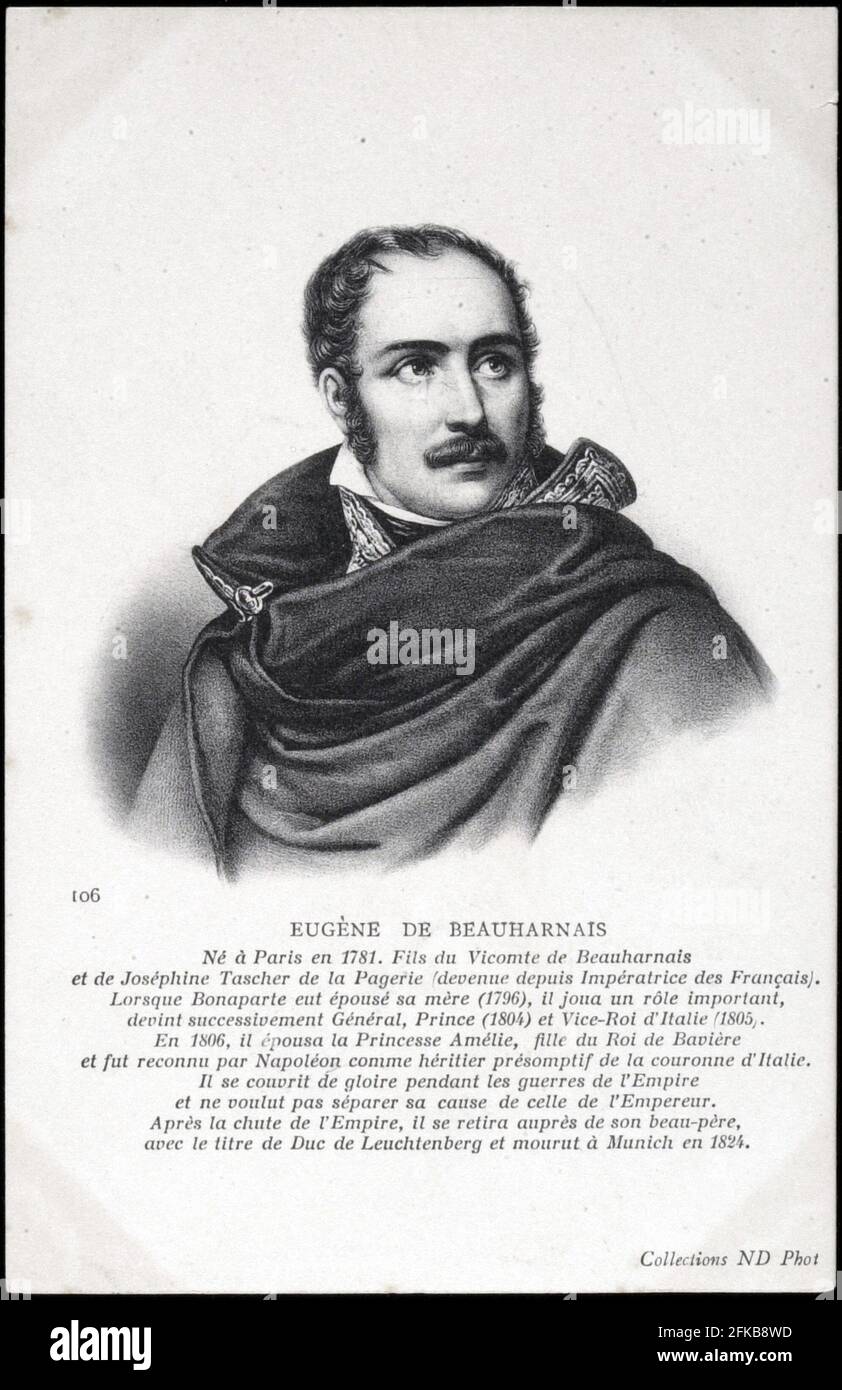 Portrait of Eugène de Beauharnais, son of Joséphine Tascher de la Pagerie.  Paris, Fondation Napoléon Stock Photo
