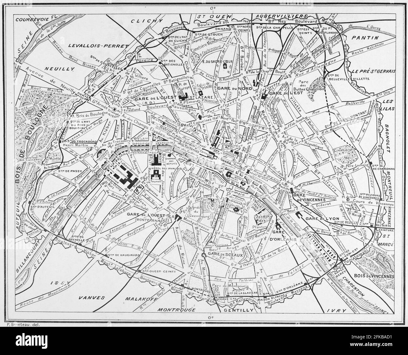 Plan de Paris en 1899 In : Louis Barron, Paris Pittoresque 1800-1900. La Vie - Les Moeurs - Les Plaisirs, Paris, Société Française d'Editions d'Art L.-Henry May, 1899. Stock Photo