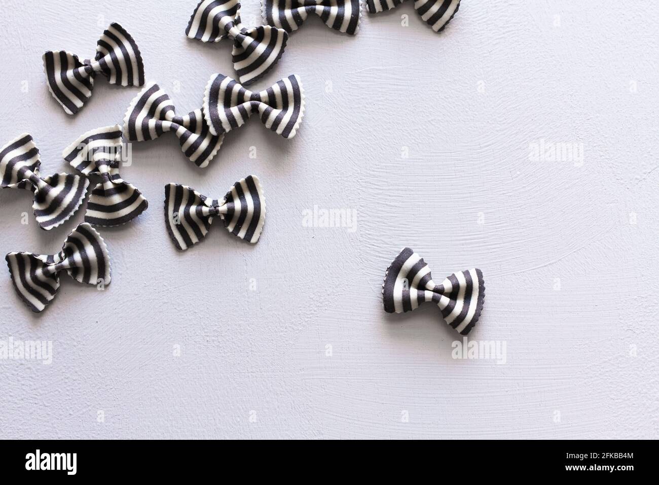 Black and white zebra farfalle pasta. Stock Photo