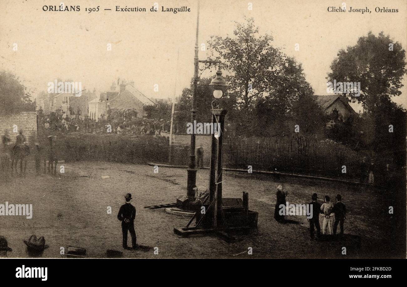 Execution of Henri Languille in Orleans Loiret Centre  1905 vintage postcard Stock Photo