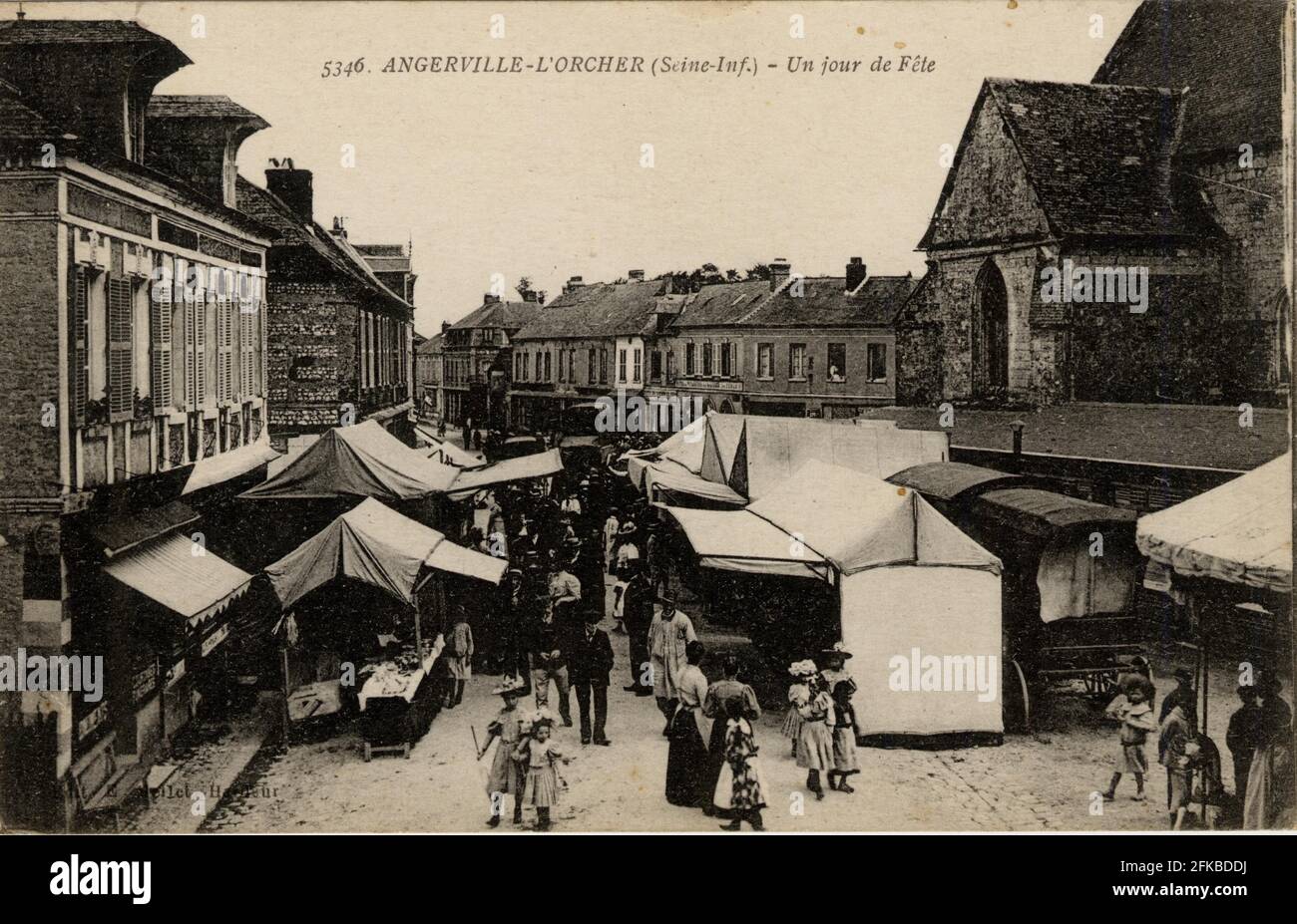 Angerville France L'Eglise Antique Postcard