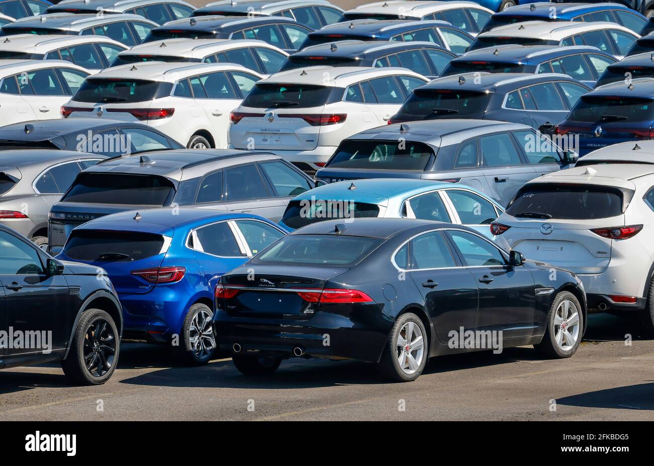 Duisburg, North RhineWestphalia, Germany New cars, transshipment