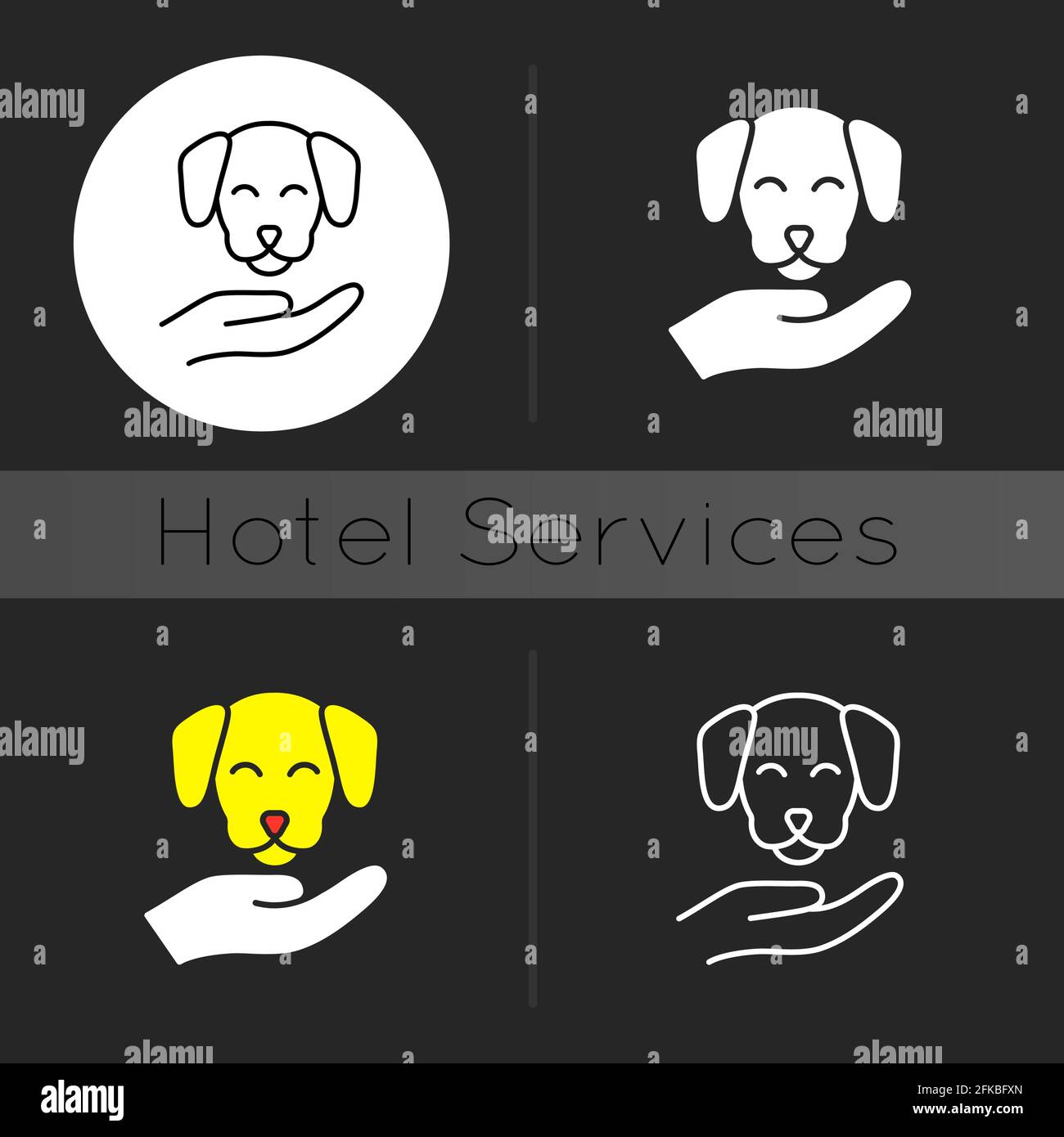 Pet friendly dark theme icon Stock Vector