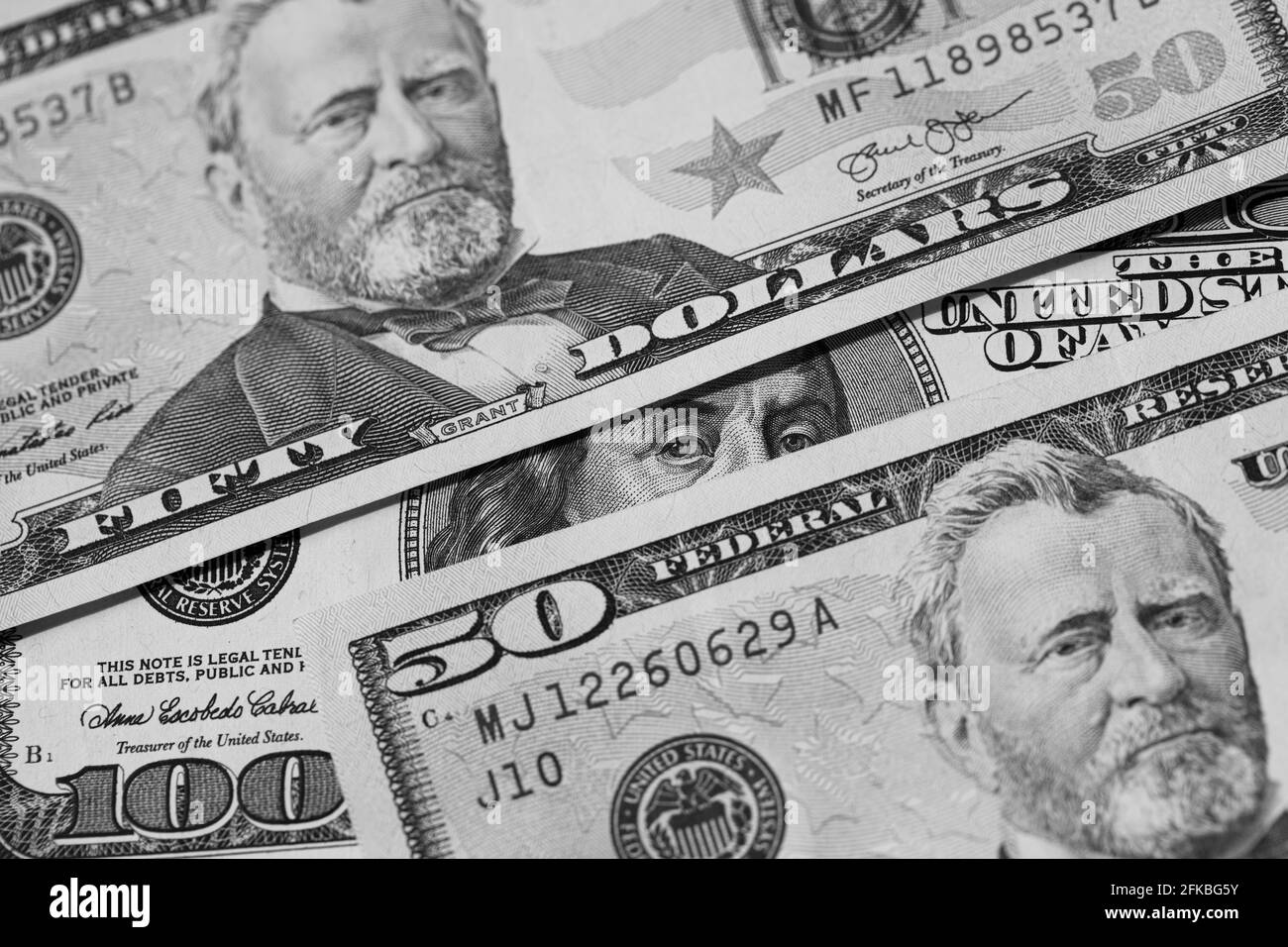 50 fifty dollar bill note Black and White Stock Photos & Images - Alamy