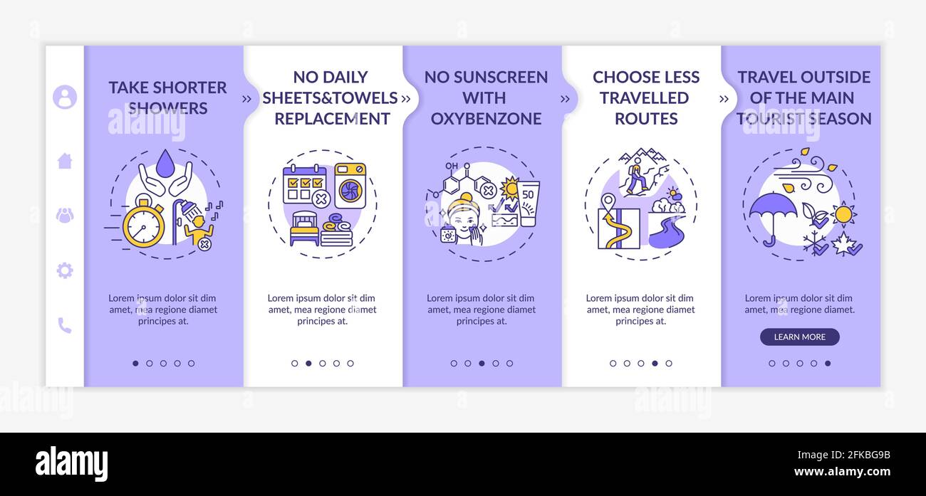 Sustainable tourism ideas onboarding vector template Stock Vector