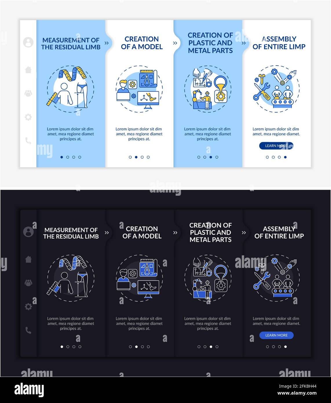 Prosthesis production onboarding vector template Stock Vector
