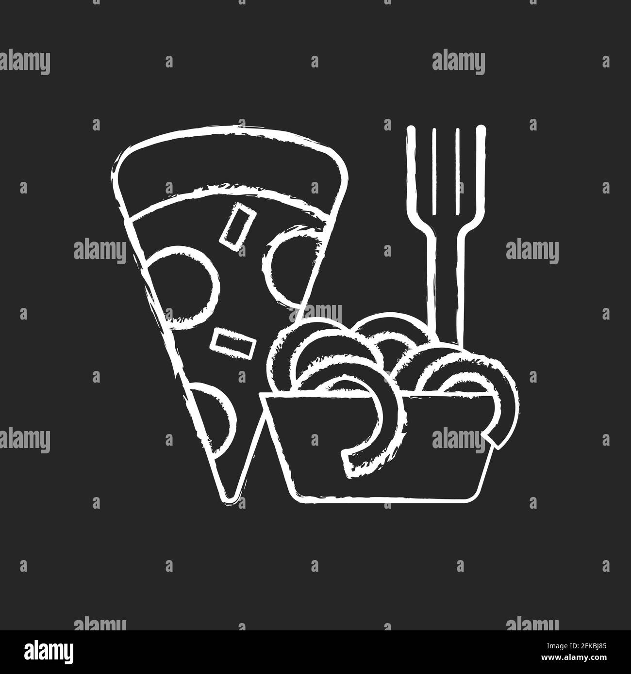 Takeaway italian food chalk white icon on black background Stock Vector ...