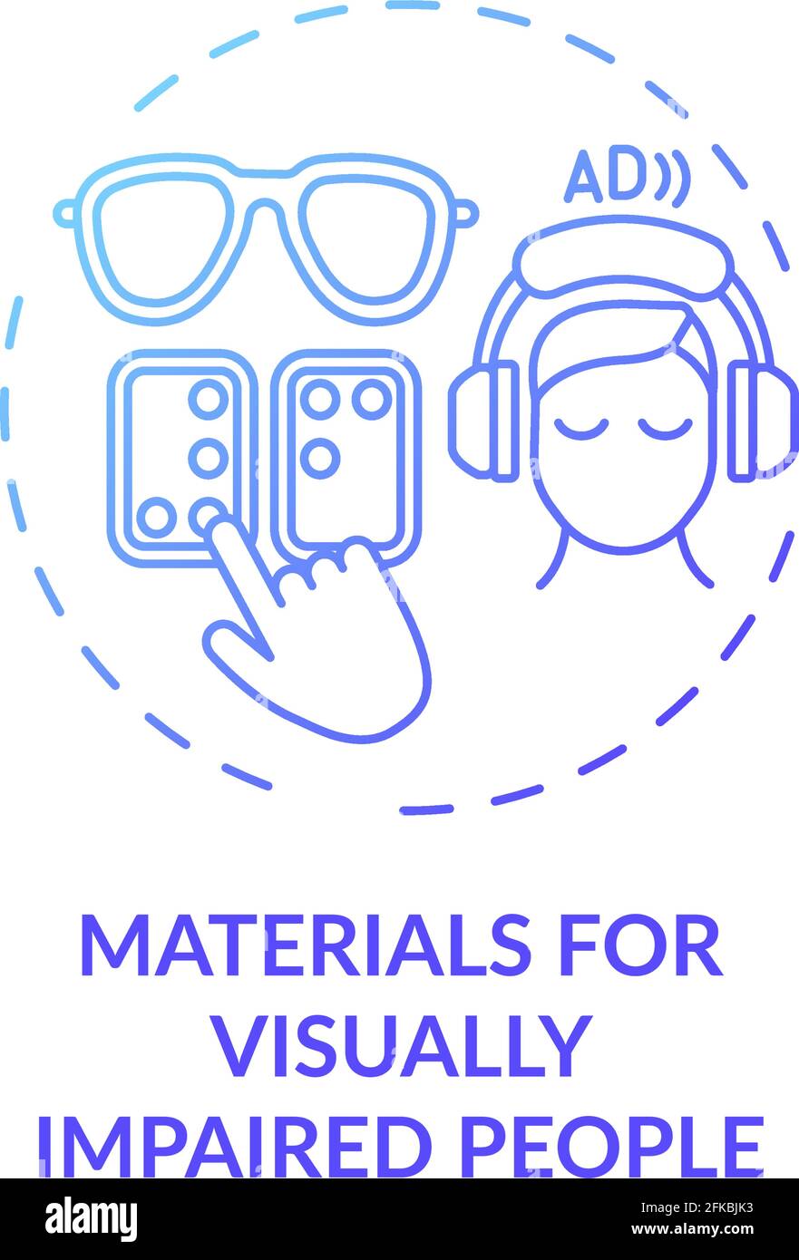 Materials for visually impaired people concept icon Stock Vector Image