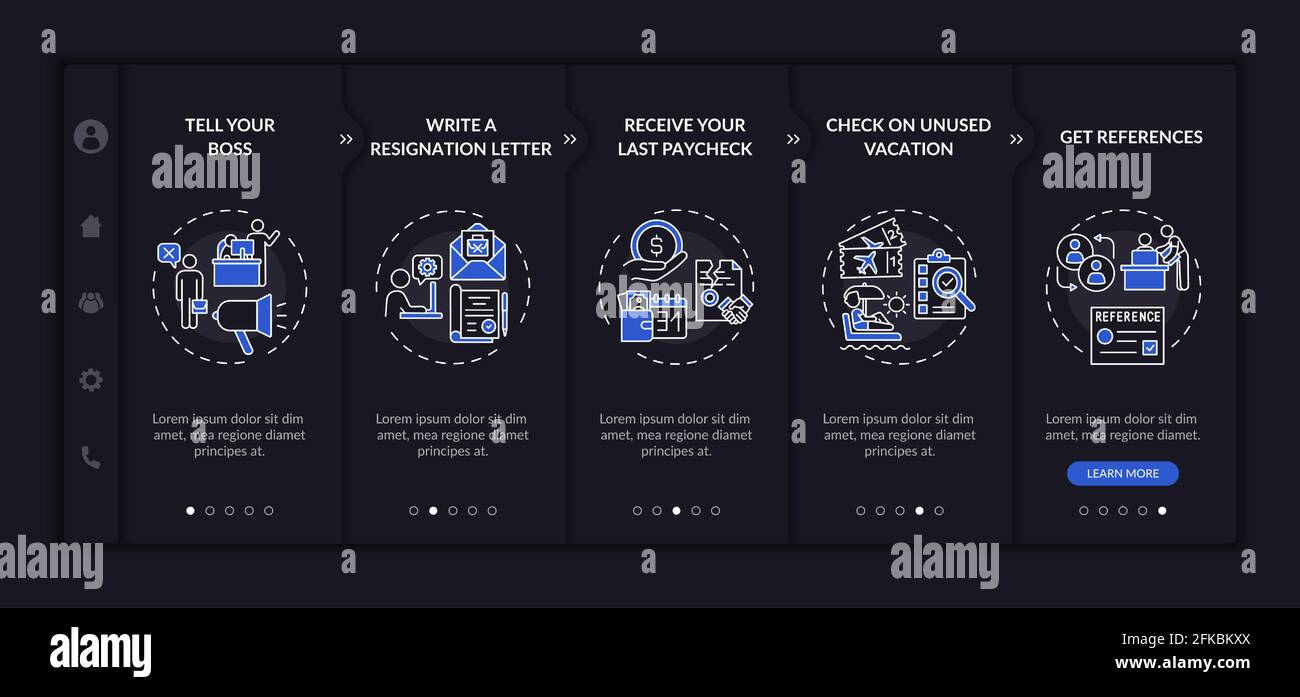 Resign Checklist Resignation checklist onboarding vector template dark theme Stock ...