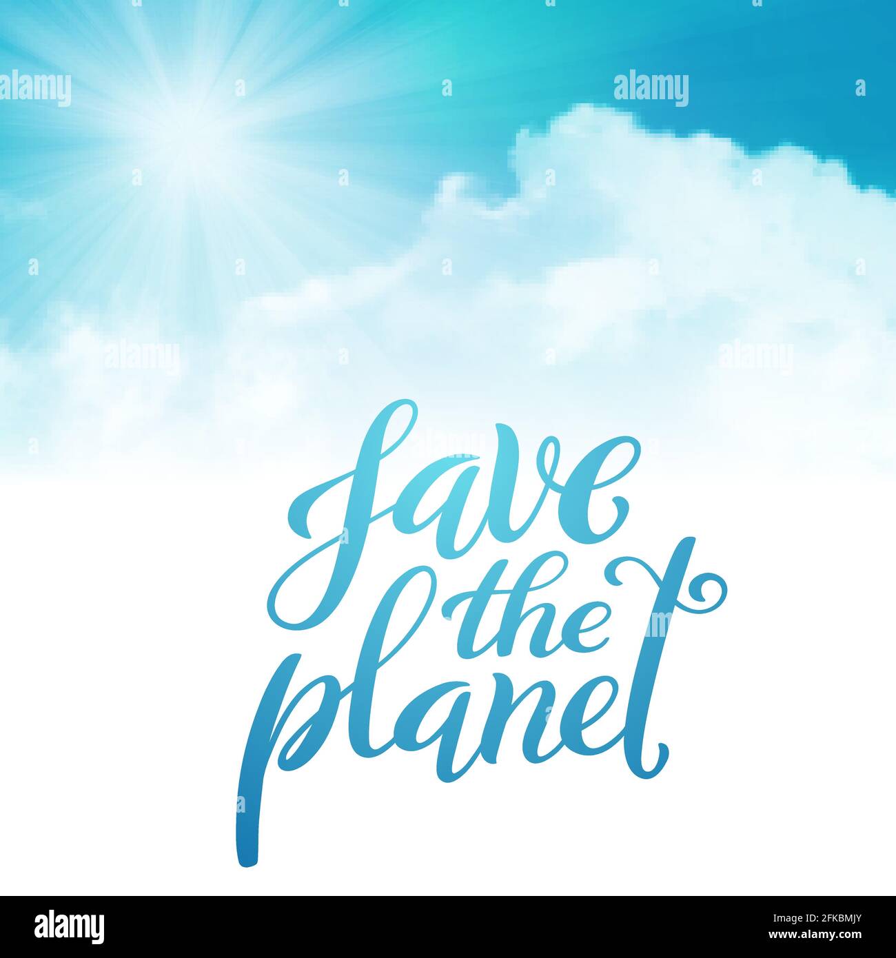 Save the planet. Template for poster with handdrawn lettering. Vector. Stock Vector