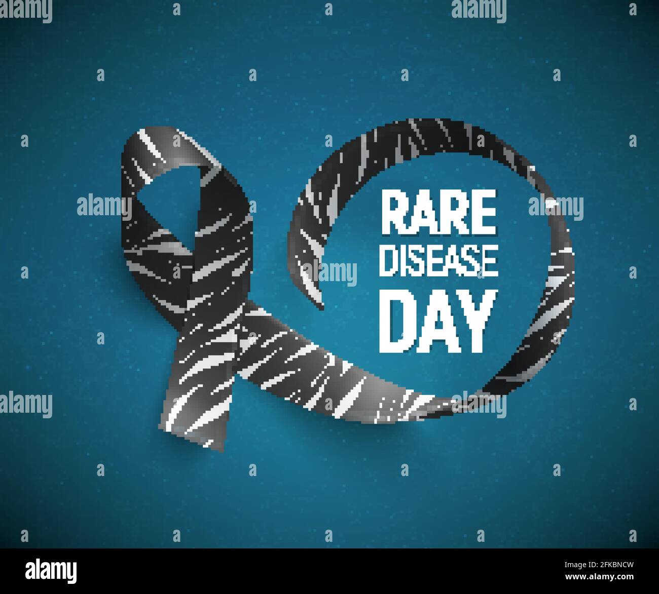 Symbol of rare disease awareness day, ribbon with zebra-print. Stock Vector