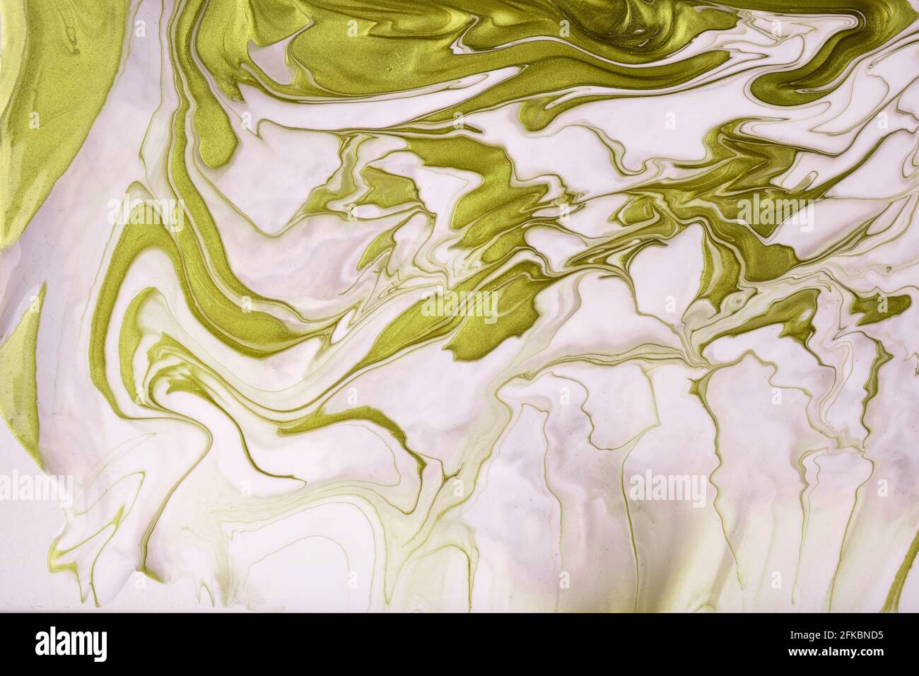 Abstract fluid art background light green and white colors. Liquid ...