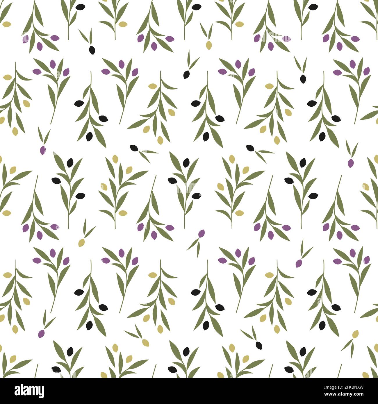 Seamless pattern of olive branches iisolated on white background Stock ...