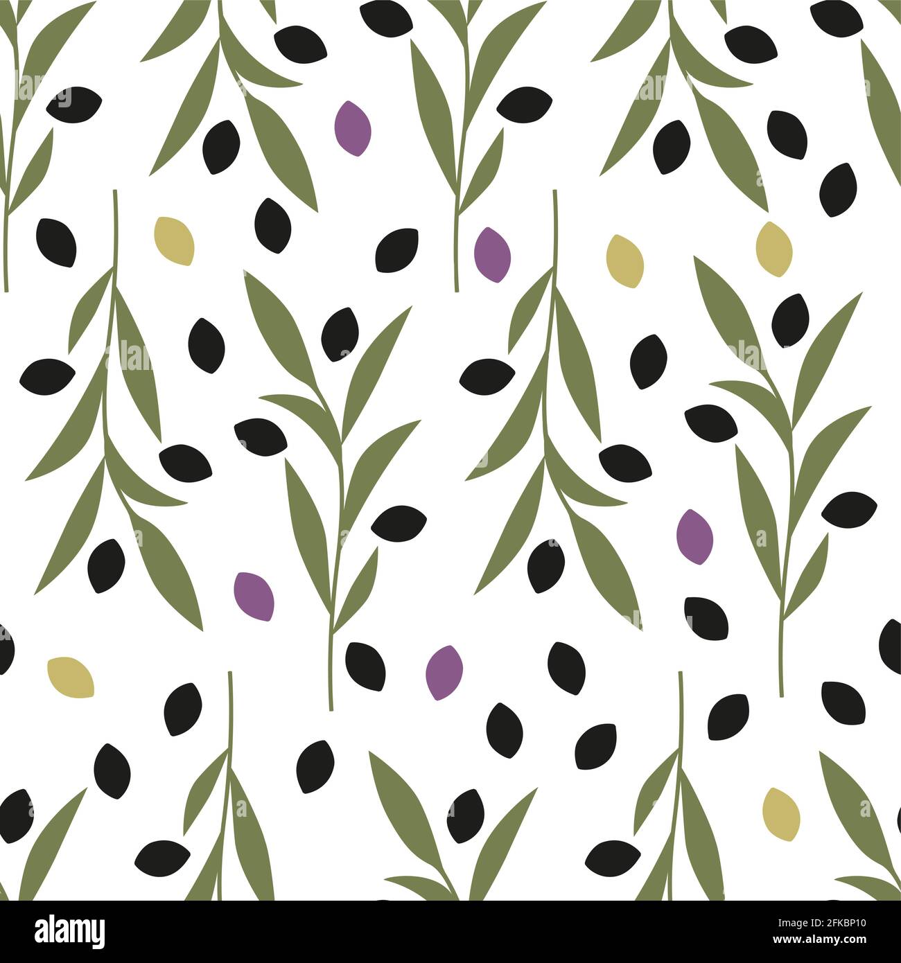Seamless pattern of olive branches iisolated on white background Stock ...
