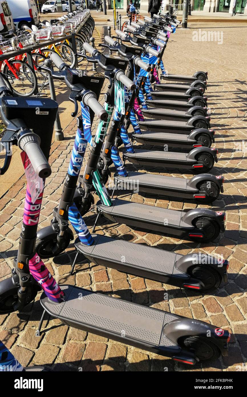 Italy, Milan, scooters Stock Photo Alamy