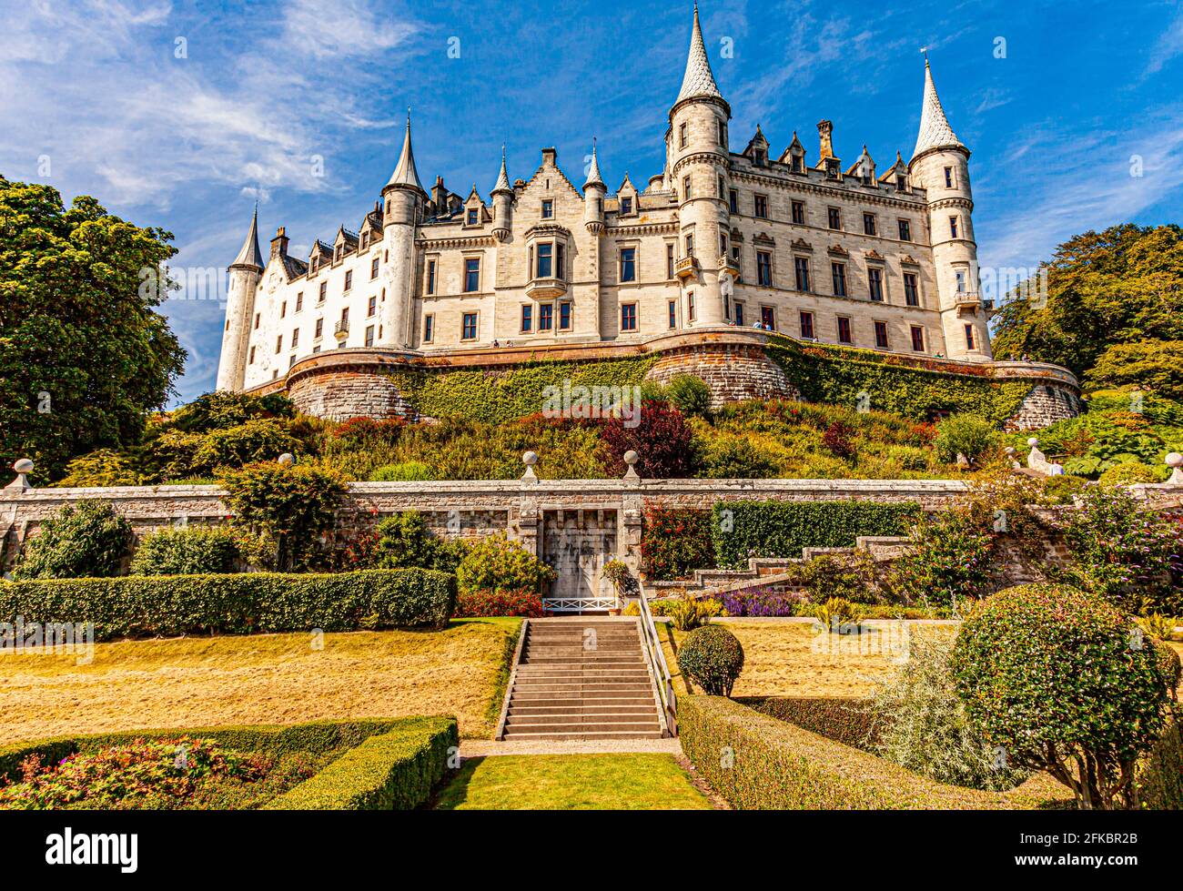 Dunrobin castle Golspie in the Scottish highlands is a fine example of a French chateau style castle. Scotland UK. Stock Photo