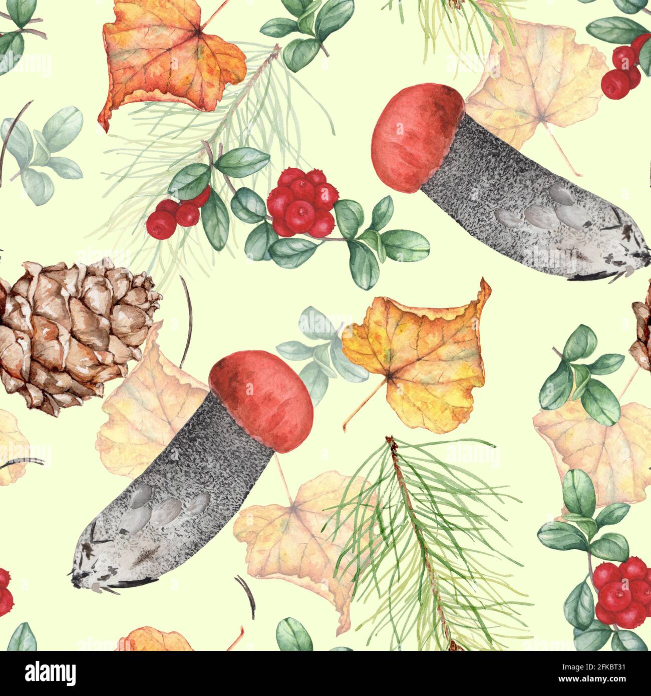 Autumn seamless watercolor pattern 1 . Hand drawing Stock Photo - Alamy