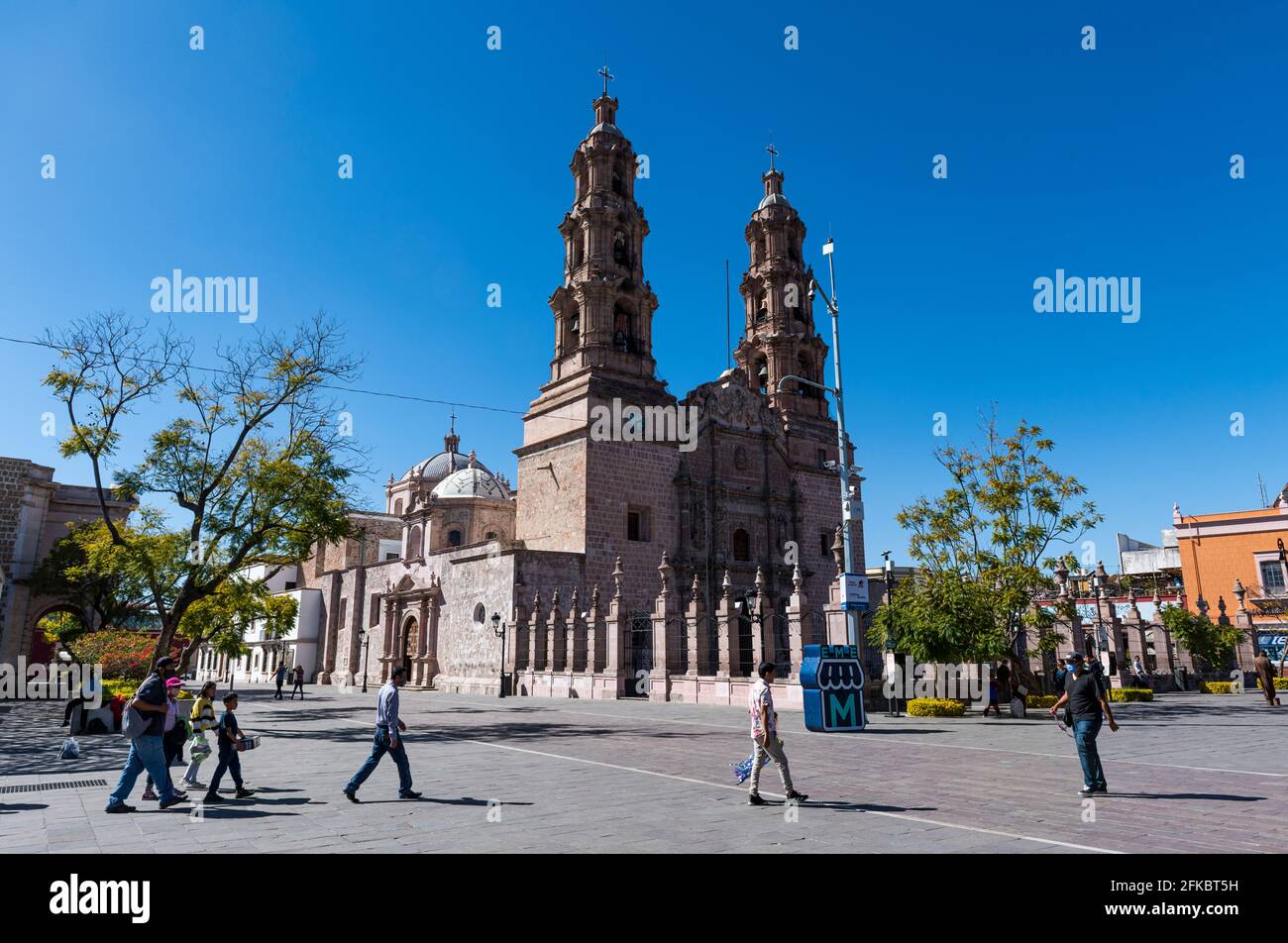 Catedral, Basilica de Nuestra Senora de la Asuncion, La Patria Oriente square, Aguascalientes, Mexico, North America Stock Photo