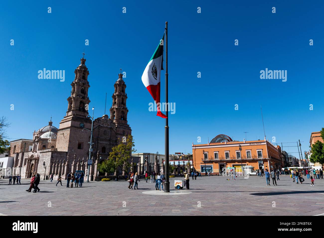 Catedral, Basilica de Nuestra Senora de la Asuncion, La Patria Oriente square, Aguascalientes, Mexico, North America Stock Photo