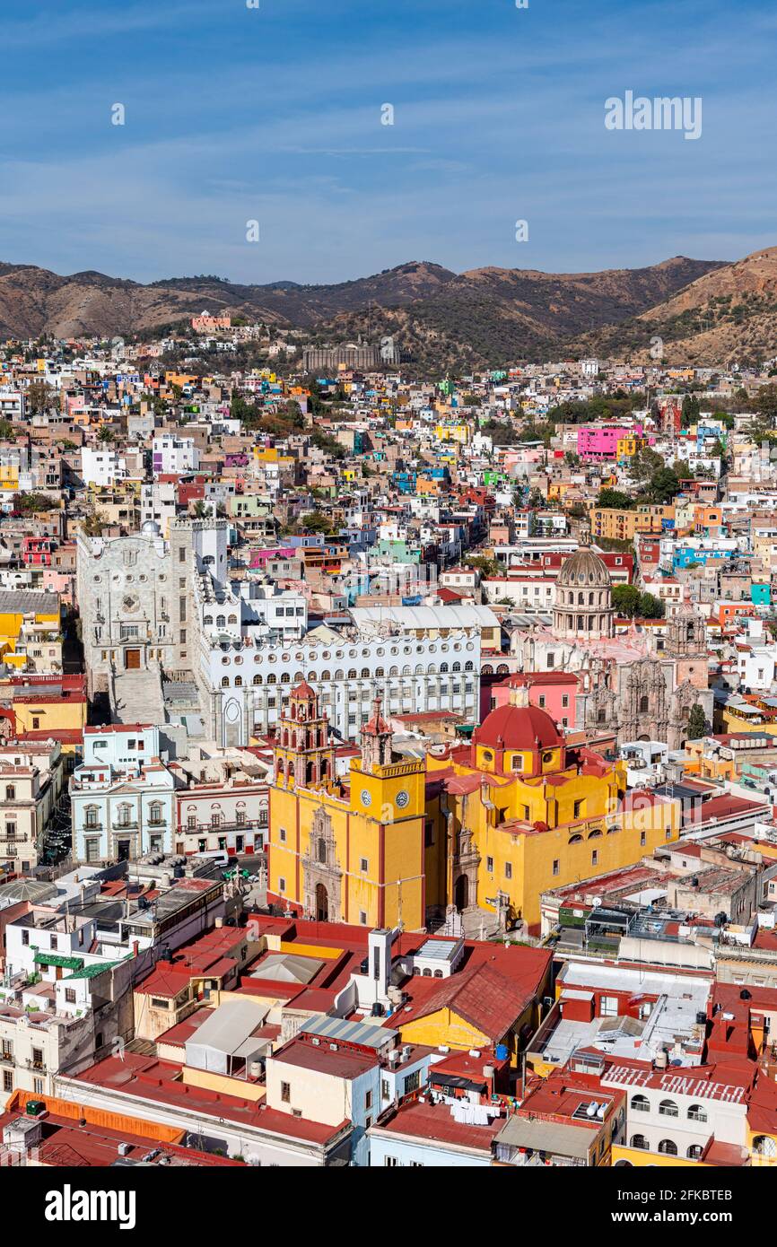 View over the UNESCO World Heritage Site, Guanajuato, Mexico, North America Stock Photo