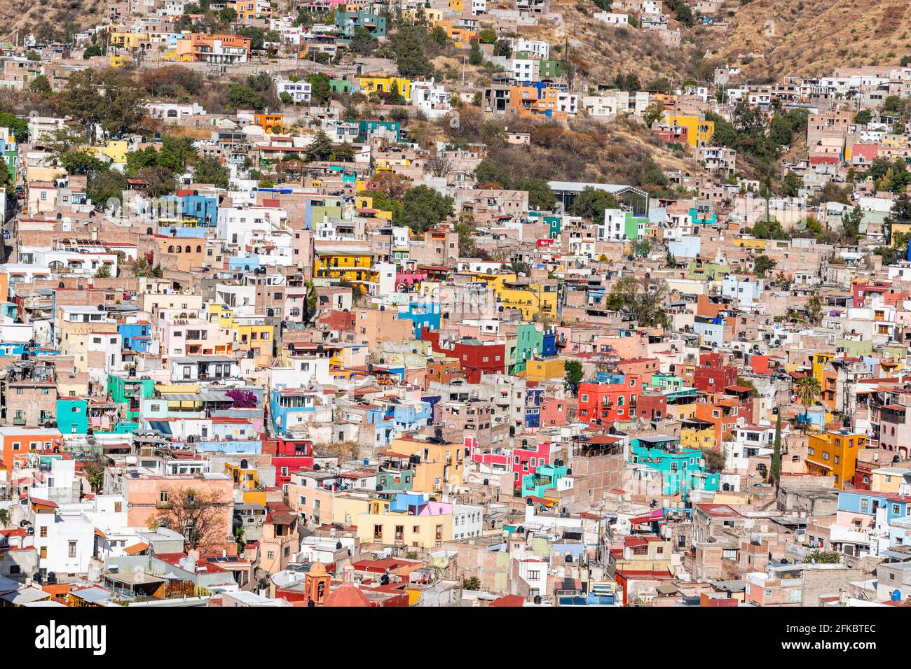 View over the UNESCO World Heritage Site, Guanajuato, Mexico, North America Stock Photo