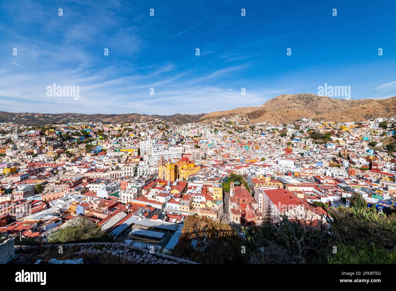 View over the UNESCO World Heritage Site, Guanajuato, Mexico, North America Stock Photo