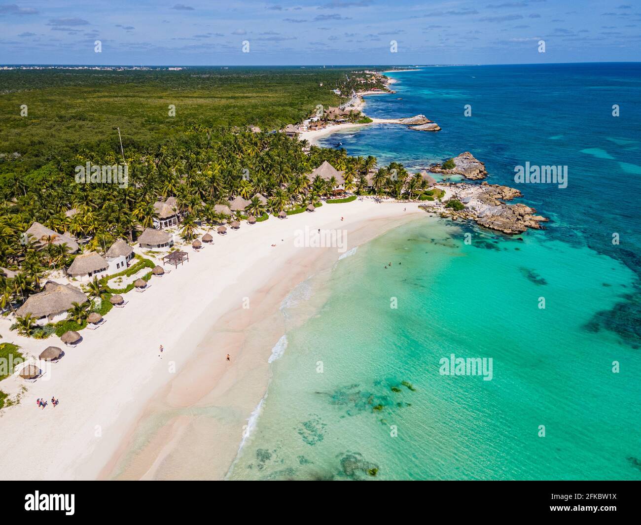 Aerial of Sian Ka'an Biosphere Reserve, UNESCO World Heritage Site, Quintana Roo, Mexico, North America Stock Photo