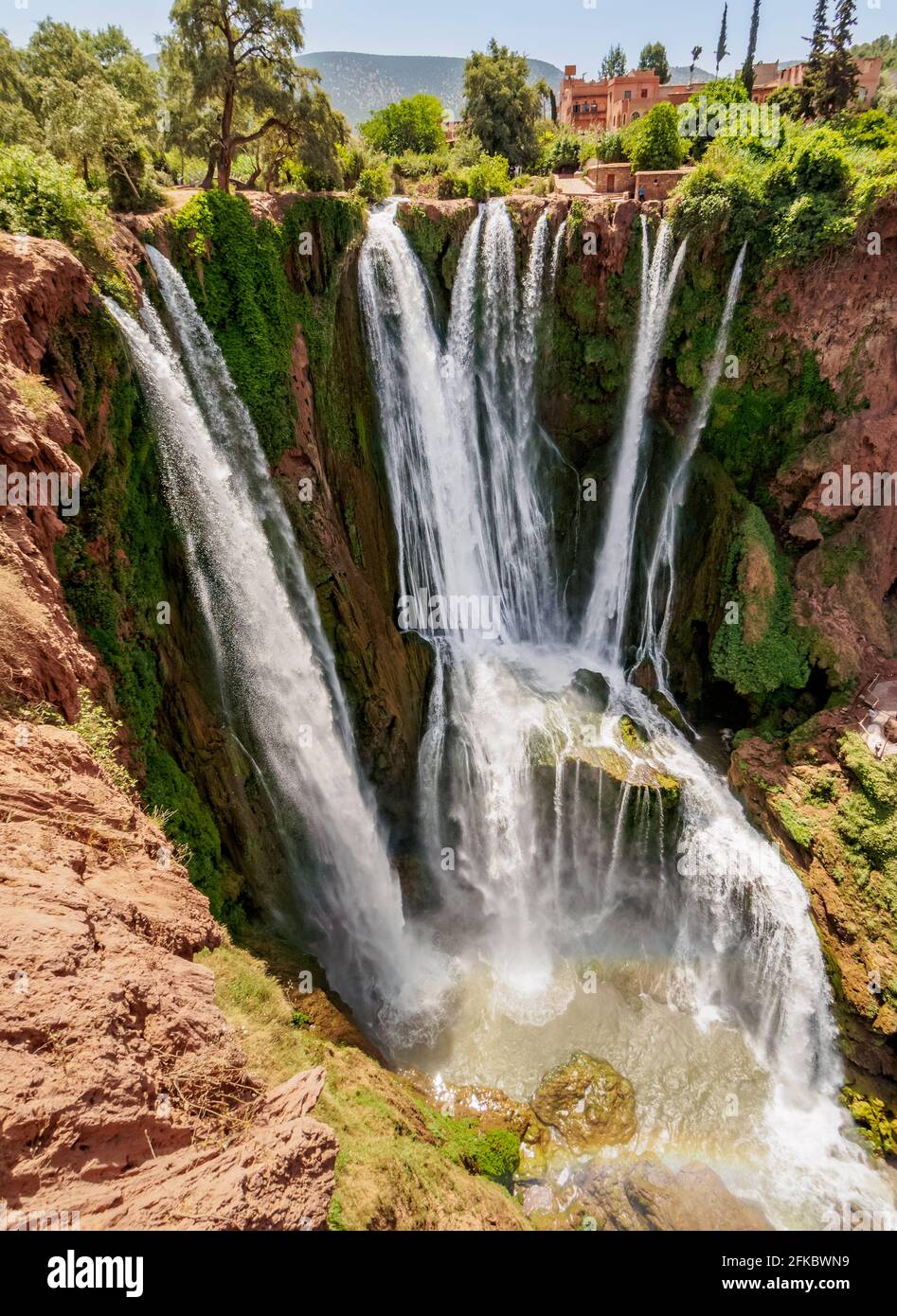 Ouzoud Falls near the Middle Atlas village of Tanaghmeilt, elevated view, Azilal Province, Beni Mellal-Khenifra Region, Morocco, North Africa, Africa Stock Photo