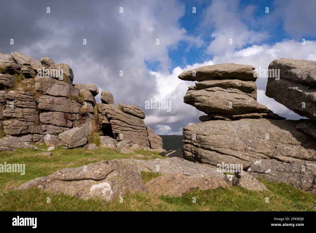 Granite outcrops on Middle Staple Tor in Dartmoor National Park, Devon, England, United Kingdom, Europe Stock Photo