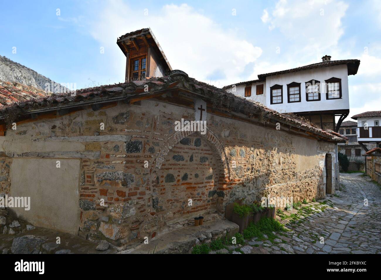 Traditional MacedonianOttoman style mansions and an ancient Byzantine