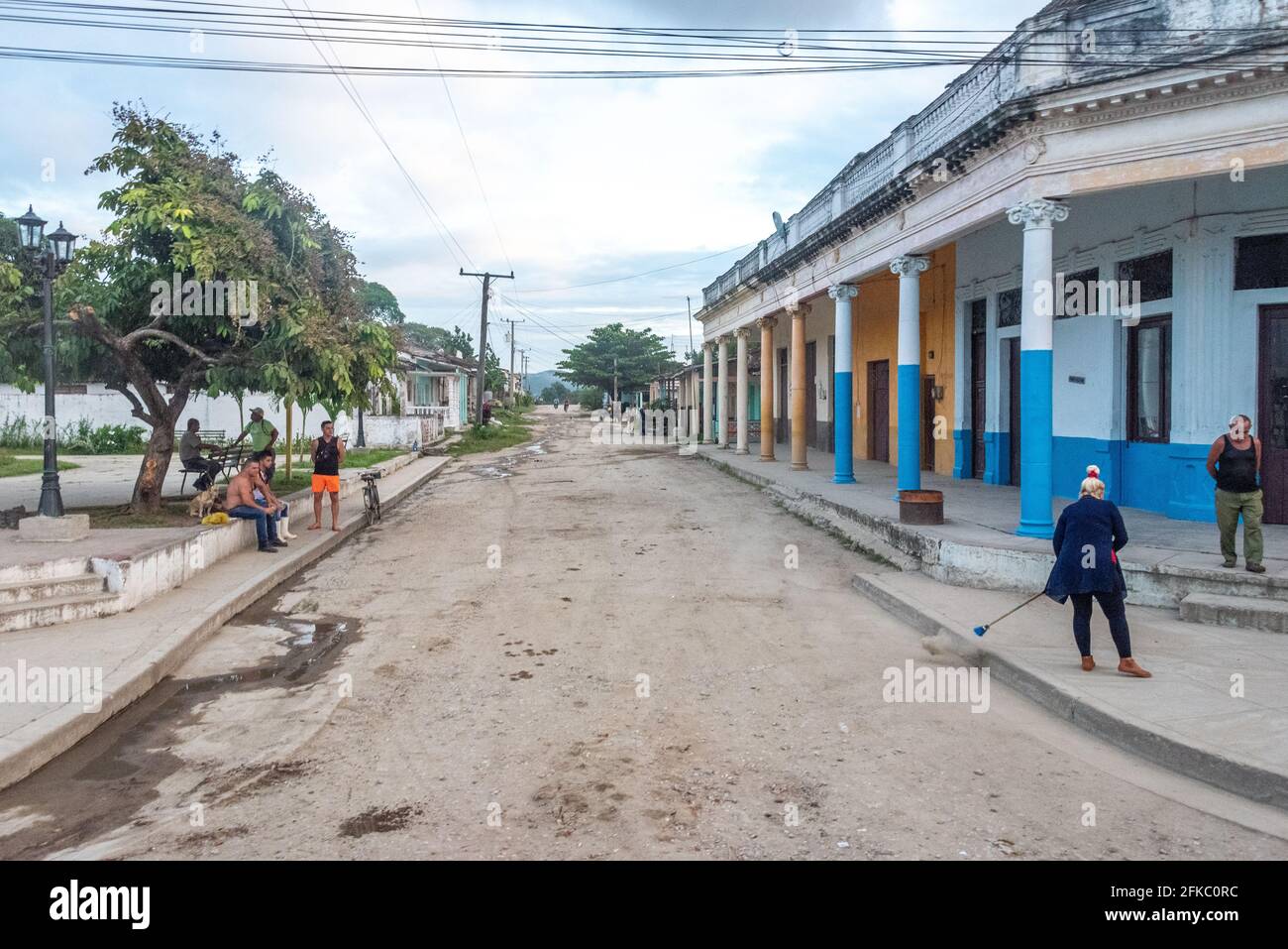 Street of a small town in Villa Clara, Cuba Stock Photo