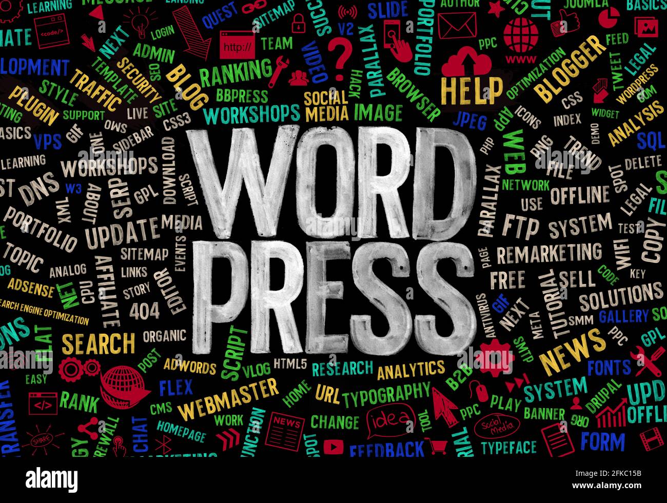 Wordpress; WordPress concept on background Stock Photo Alamy