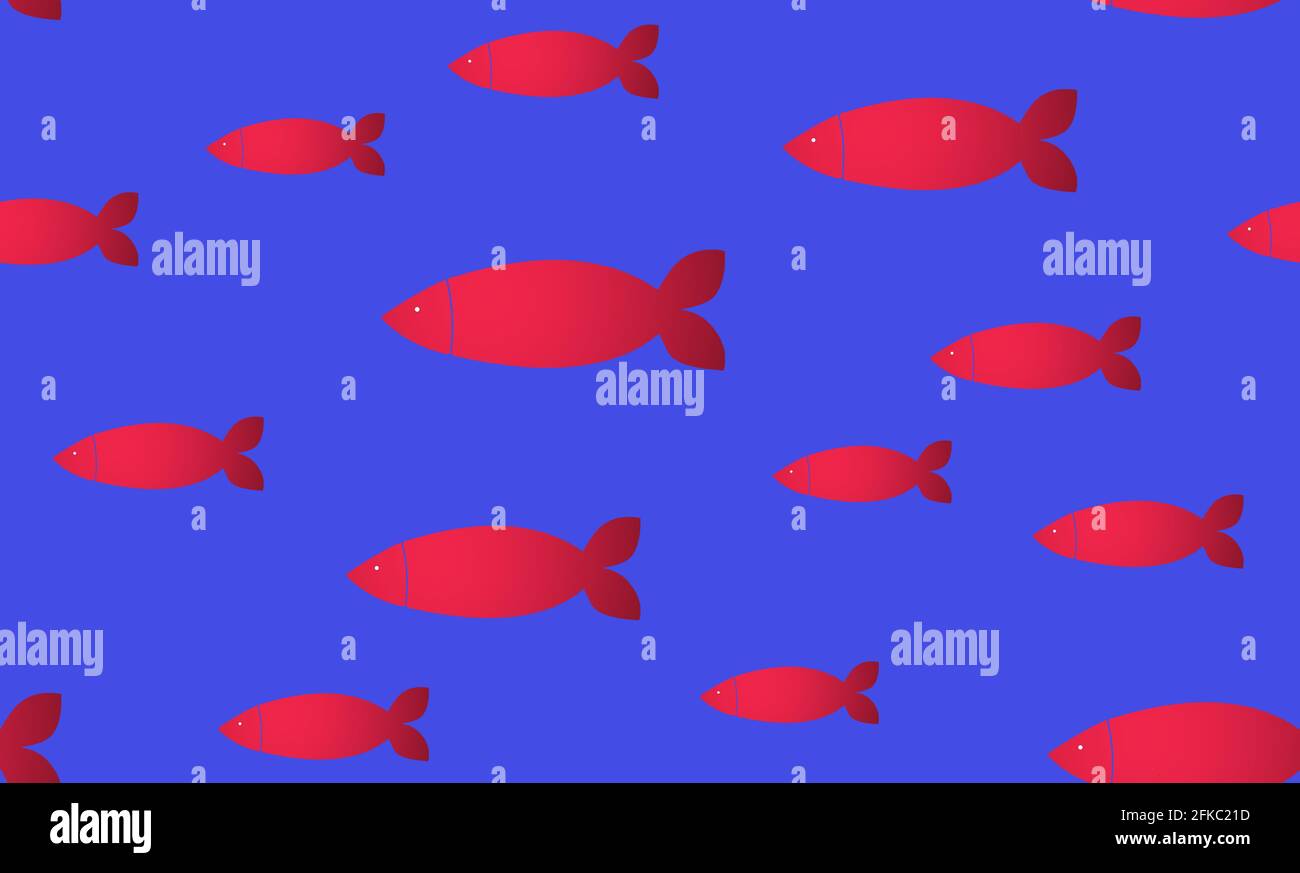 Fishig Red Pattern Red Fishes Seamless Pattern with blue Background Stock Photo - Alamy