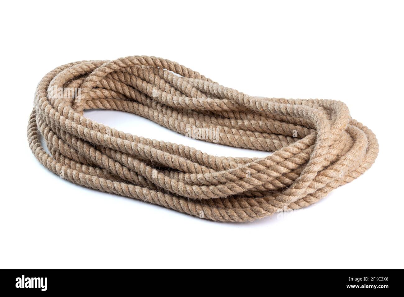 coil of natural 10 mm Jute Hessian Rope Cord Braided Twisted isolated ...