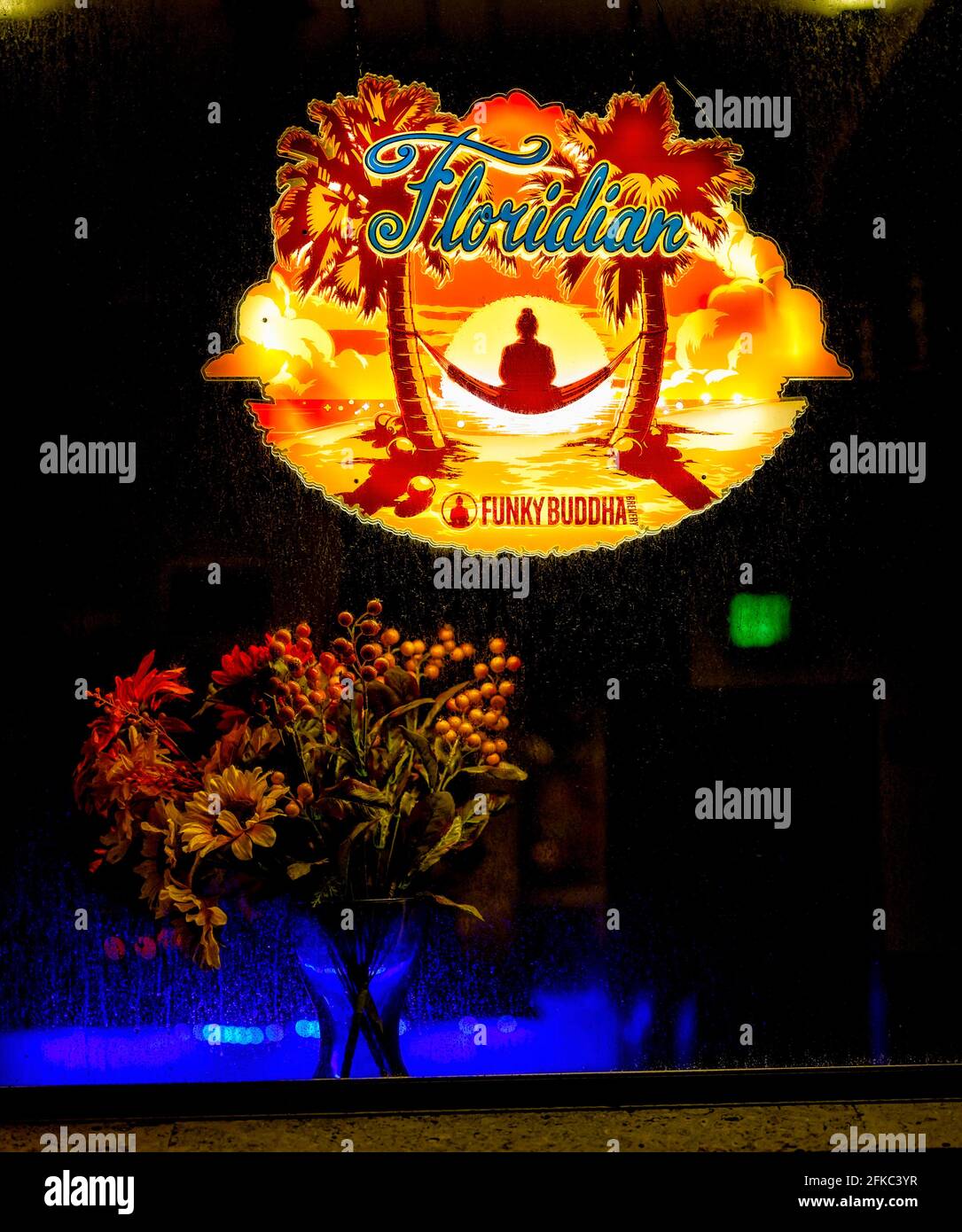Funky Buddha Brewery Floridian illuminated Sign Stock Photo