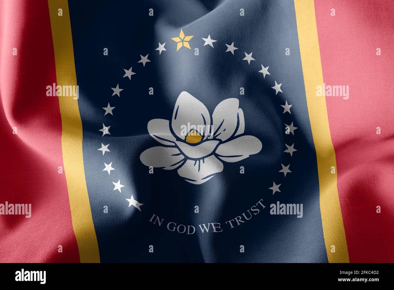3D illustration flag of Mississippi is a region of United States ...
