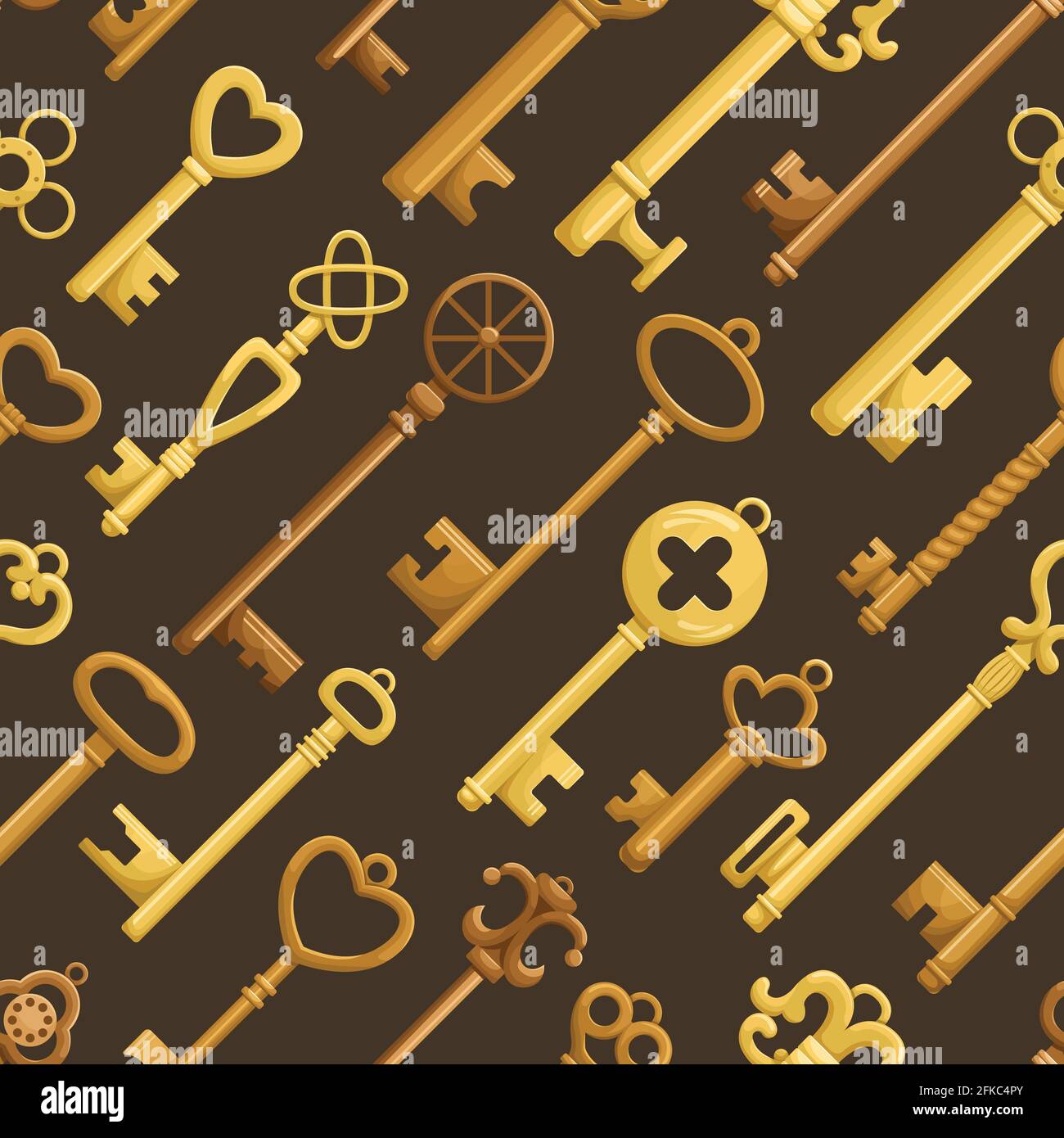 Vector seamless pattern with retro keys. Vintage background. Stock Vector
