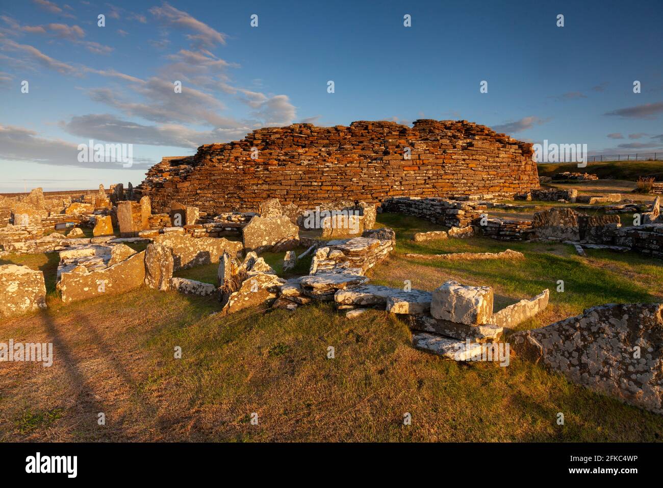 The Broch of Gurness a preserved iron age village Orkney islands Northern isles Scotland UK. Stock Photo