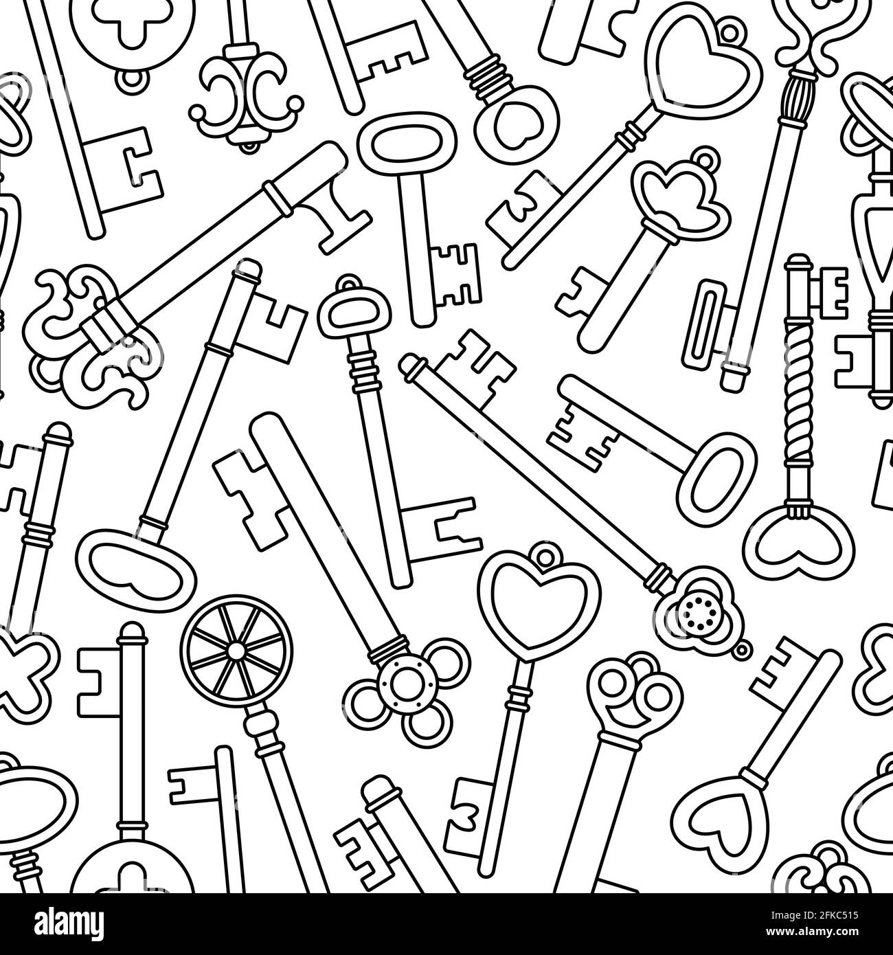 Vector seamless pattern with retro keys. Vintage background Stock ...