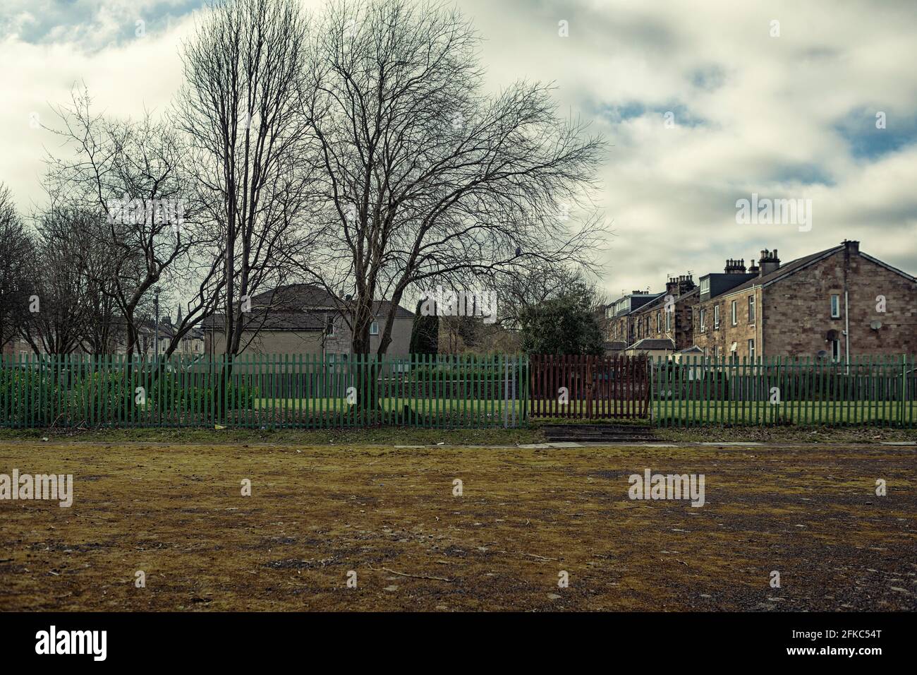 Patch of spare ground at Holyrood Secondary, Glasgow, Scotland Stock