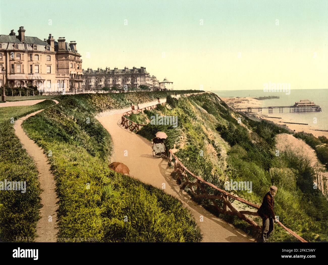 The Lees (now The Leas) with the Metropole Hotel Folkestone, Kent circa